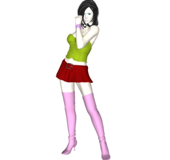 现代站姿女人su模型