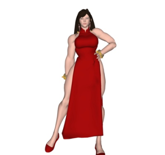 现代站姿女人su模型