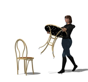 现代搬桌子女人su模型