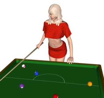 现代桌球女人su模型
