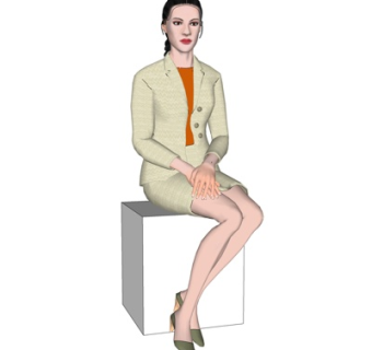 现代坐姿女人su模型