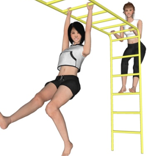 现代爬档杆女人su模型