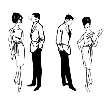 现代人物组合su模型