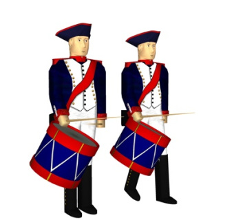 中式敲鼓人su模型