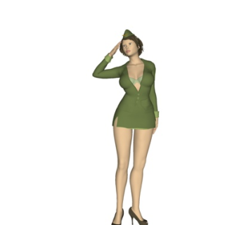 现代站姿女人su模型