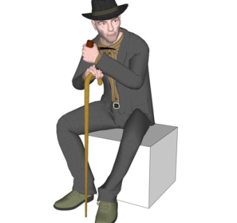 现代坐姿男人su模型