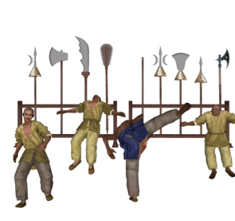 中式古代杂耍人物su模型