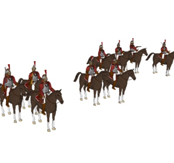 中式骑兵组合su模型