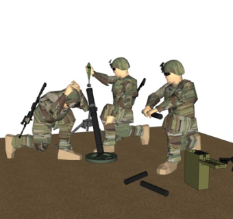 现代射抢角色su模型