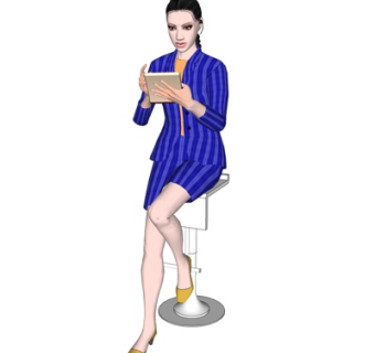 现代坐姿女人su模型
