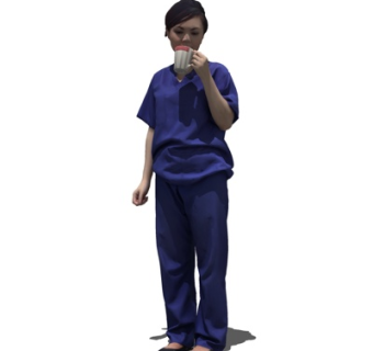 现代喝水女人su模型