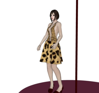 现代钢管舞女人su模型
