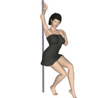 现代瑜伽女人su模型