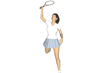 现代打羽毛球女人su模型