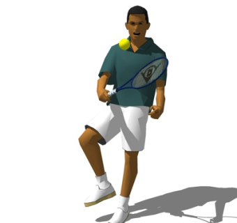 现代打羽毛球男人su模型