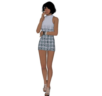 现代抽烟女人su模型