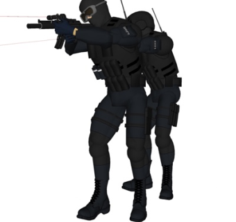 现代射抢角色su模型