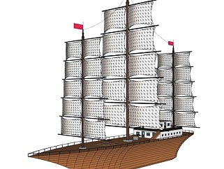 中式古代<em>帆船</em>su模型