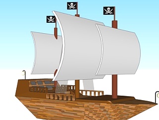 北欧古代<em>海盗船</em>su模型