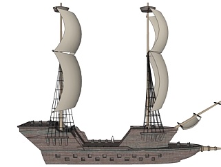 中式<em>古代</em>帆船su模型