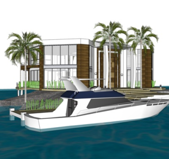 现代小型游艇su模型