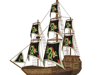 北欧古代<em>海盗船</em>su模型