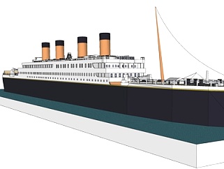 现代大型邮轮su模型