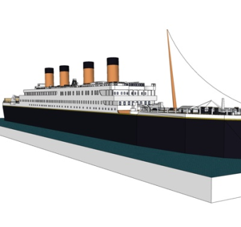 现代大型邮轮su模型