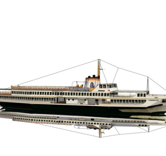 现代大型邮轮su模型