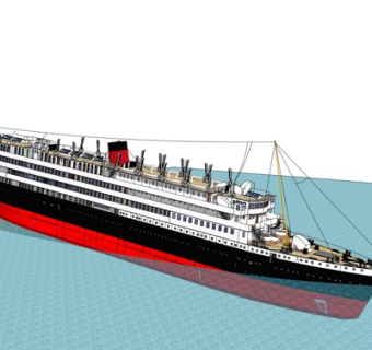 现代大型邮轮su模型