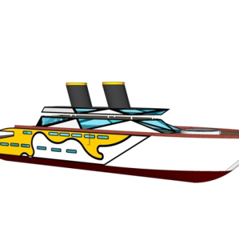 现代大型游艇su模型