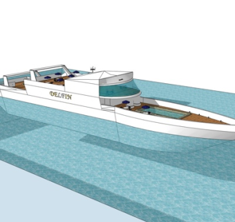 现代大型游艇su模型