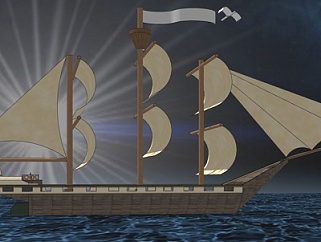 中式古代<em>帆船</em>su模型