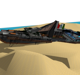 现代邮轮残骸su模型