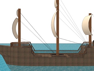中式古代帆船su模型