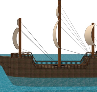 中式古代帆船su模型