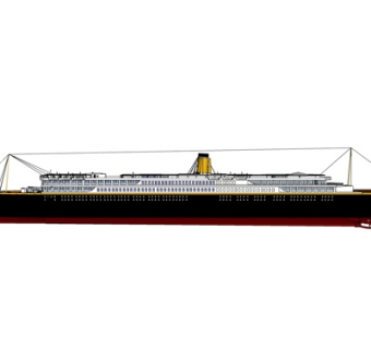 现代大型邮轮su模型