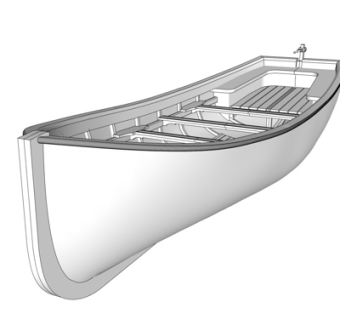 现代小木船su模型