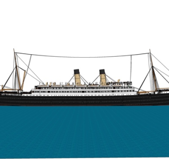 现代大型邮轮su模型