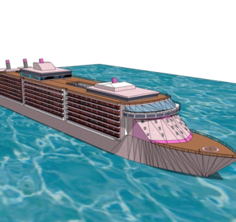 现代大型邮轮su模型