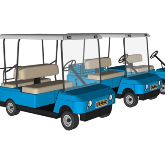 现代高尔夫球车su模型