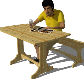 现代实木书桌su模型