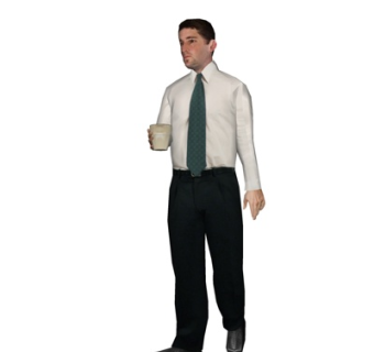 现代拿杯男人su模型