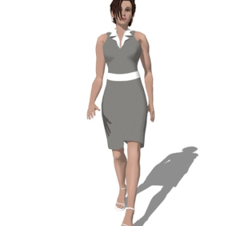 现代站姿女人su模型