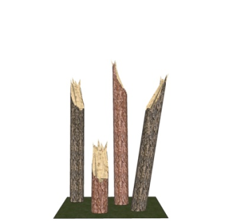 自然风木头小品su模型