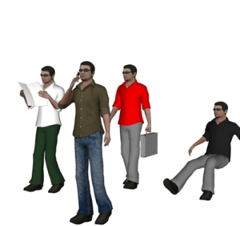 现代人物组合su模型