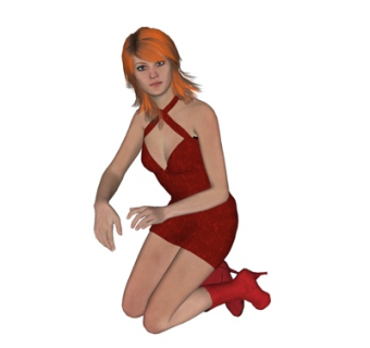 现代蹲姿女子su模型