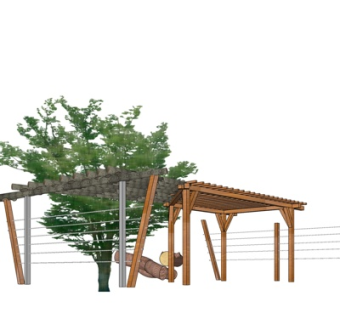 现代廊架凉亭su模型