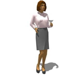 现代拿酒杯女子su模型