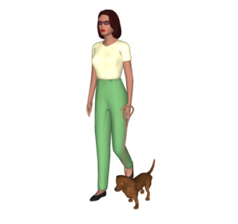 现代遛狗女子su模型